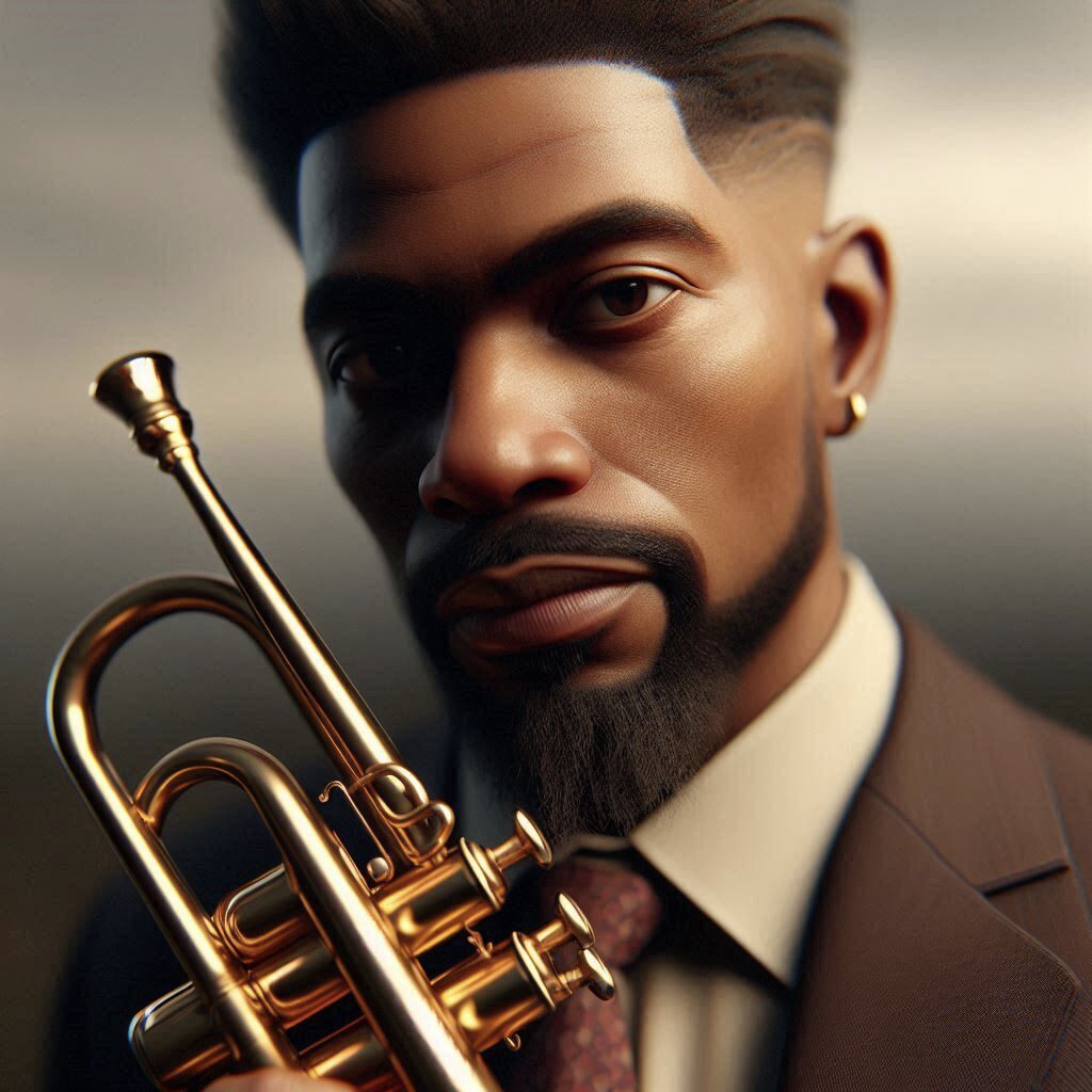 Digital portrait of a man holding a trumpet